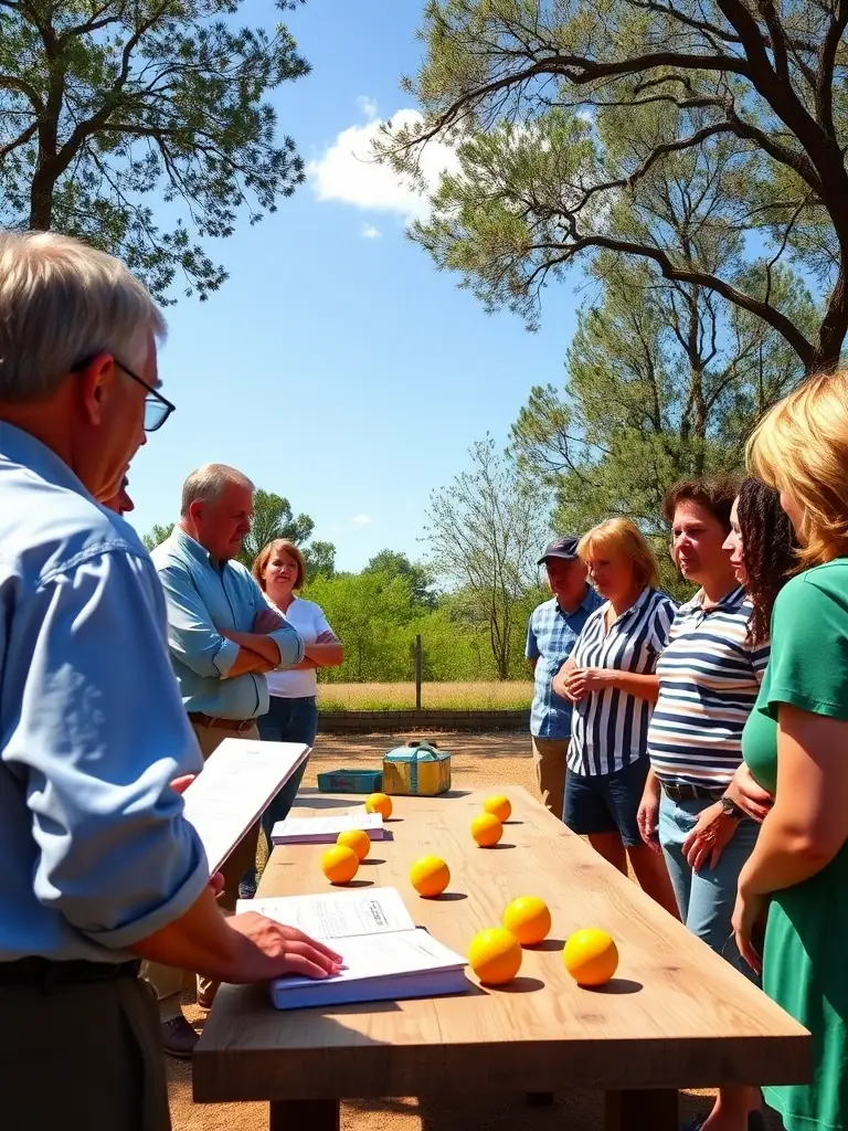 A photo of a coach providing guidance to new players during a pétanque workshop, emphasizing the club's commitment to skill development.